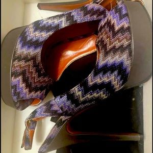 Purple Missoni slingback chevron heels